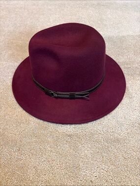 Gelso Blanco Burgundy Felt Fedora Hat with Brown Band made in Italy